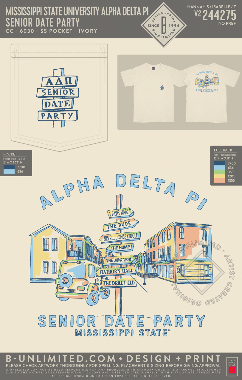 Mississippi State University Alpha Delta Pi - Senior Date Party - CC - 6030 - SS Pocket - Ivory