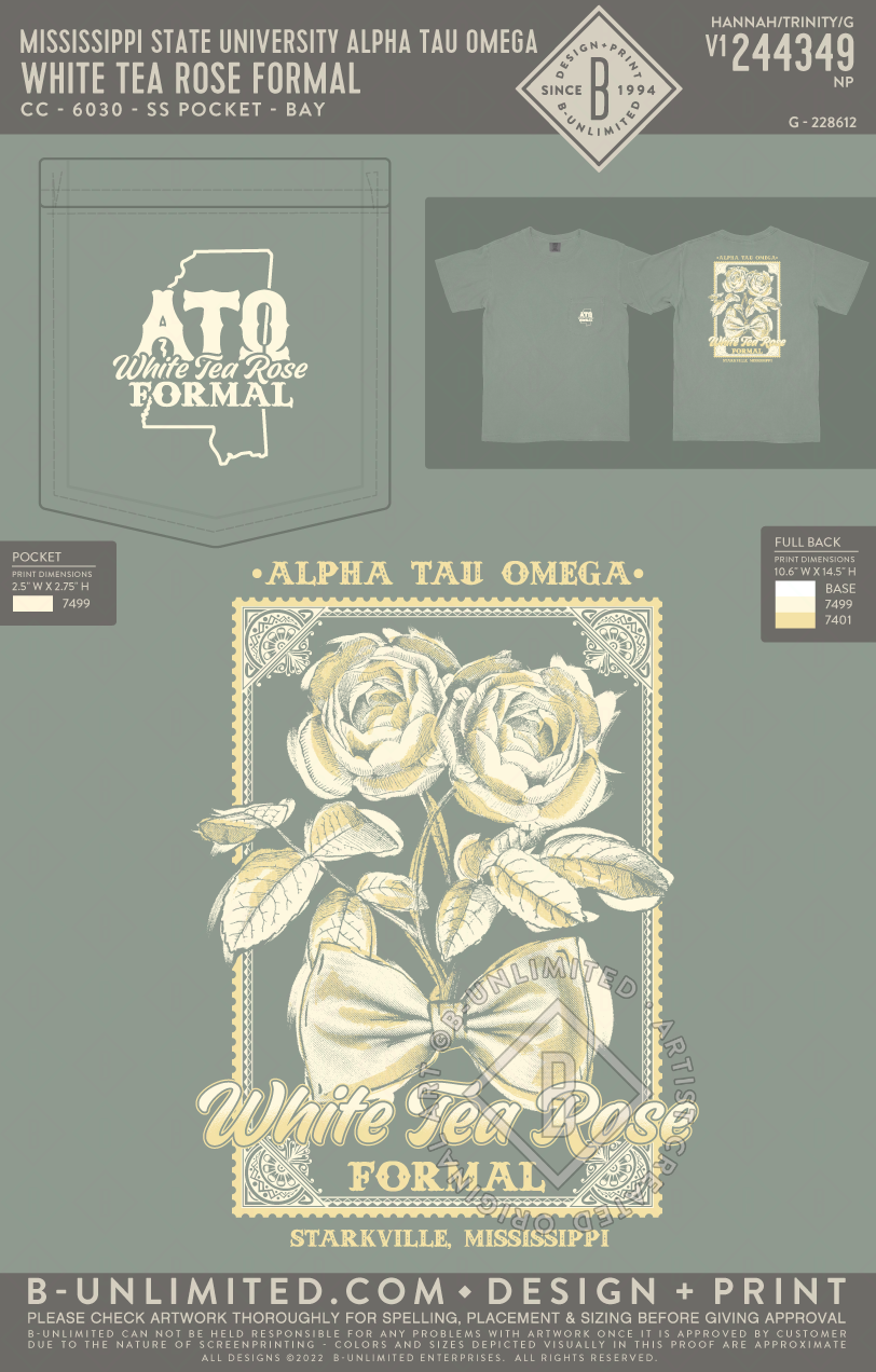 Mississippi State University Alpha Tau Omega - White Tea Rose Formal - CC - 6030 - SS Pocket - Bay