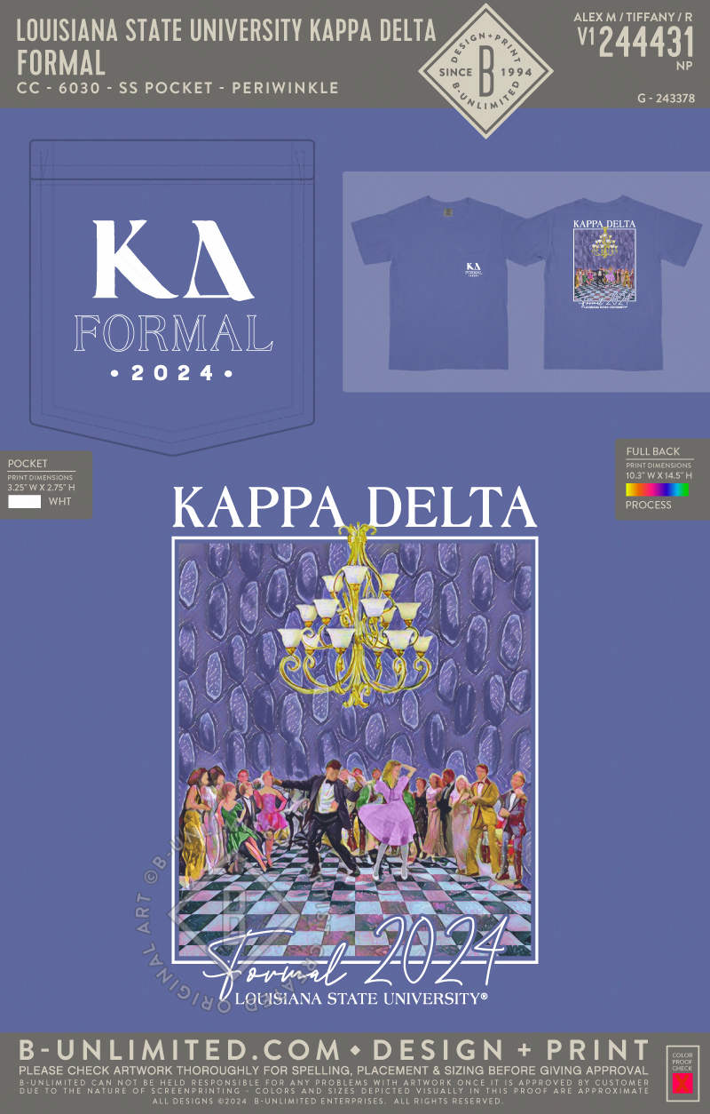Louisiana State University Kappa Delta - Formal (72hoursale24) - CC - 6030 - SS Pocket - Periwinkle