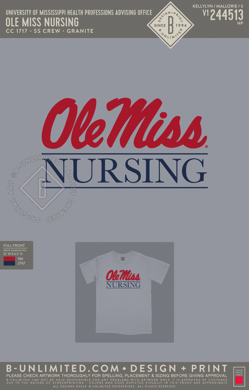 University of Mississippi Health Professions Advising Office - Ole Miss Nursing - CC - 1717 - SS Crew - Granite