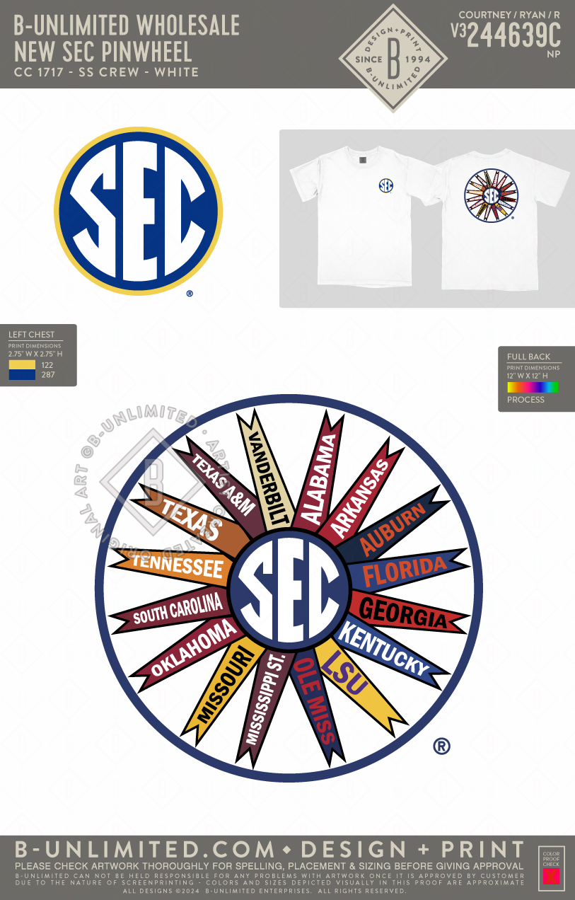 B-Unlimited Wholesale - NEW SEC pinwheel (LC) - CC - 1717 - SS Crew - White