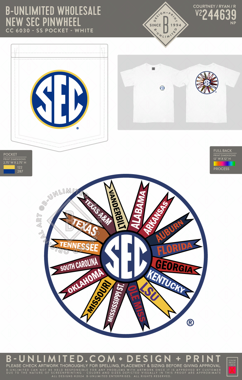 B-Unlimited Wholesale - NEW SEC pinwheel - CC - 6030 - SS Pocket - White