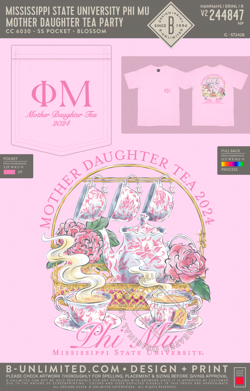 Mississippi State University Phi Mu - Mother Daughter Tea Party - CC - 6030 - SS Pocket - Blossom