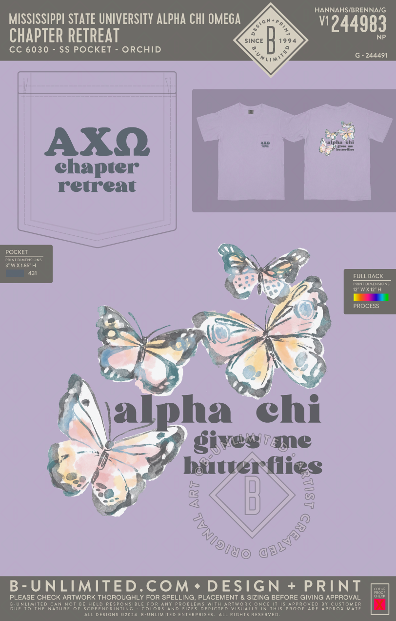 Mississippi State University Alpha Chi Omega - Chapter Retreat - CC - 6030 - SS Pocket - Orchid