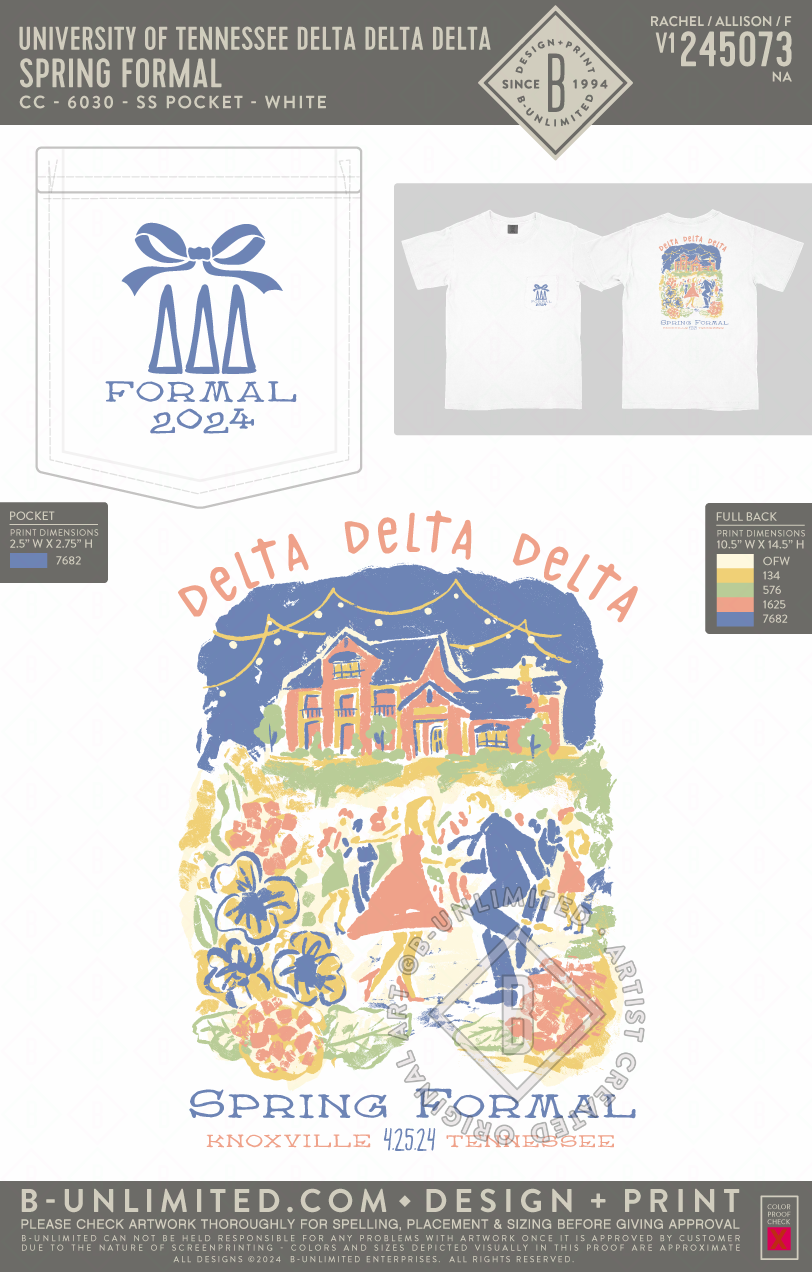 University of Tennessee Delta Delta Delta - Spring Formal - CC - 6030 - SS Pocket - White