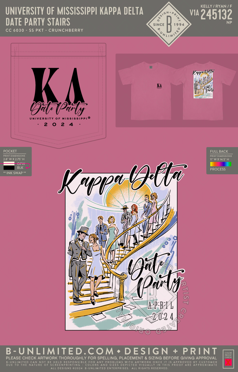 University of Mississippi Kappa Delta - Date Party Stairs - CC - 6030 - SS Pocket - Crunchberry