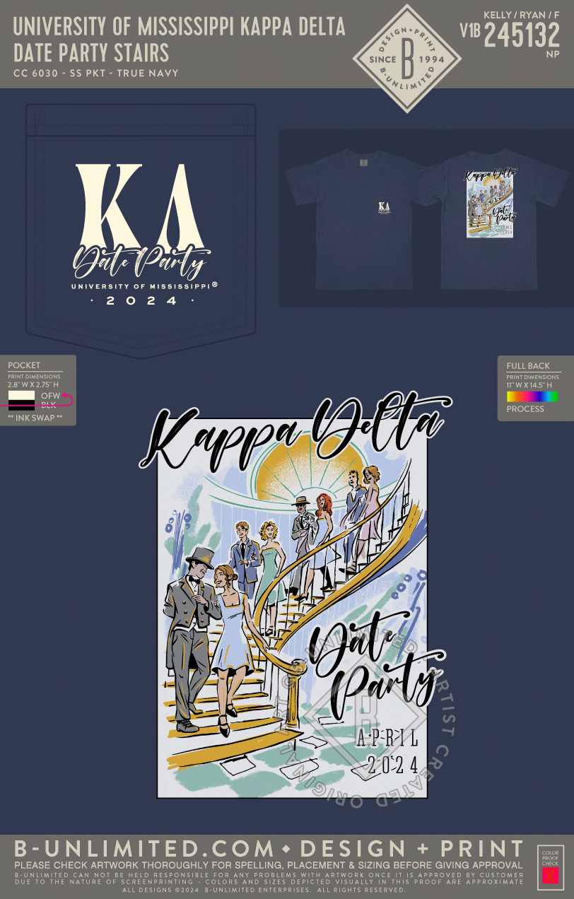 University of Mississippi Kappa Delta - Date Party Stairs - CC - 6030 - SS Pocket - True Navy