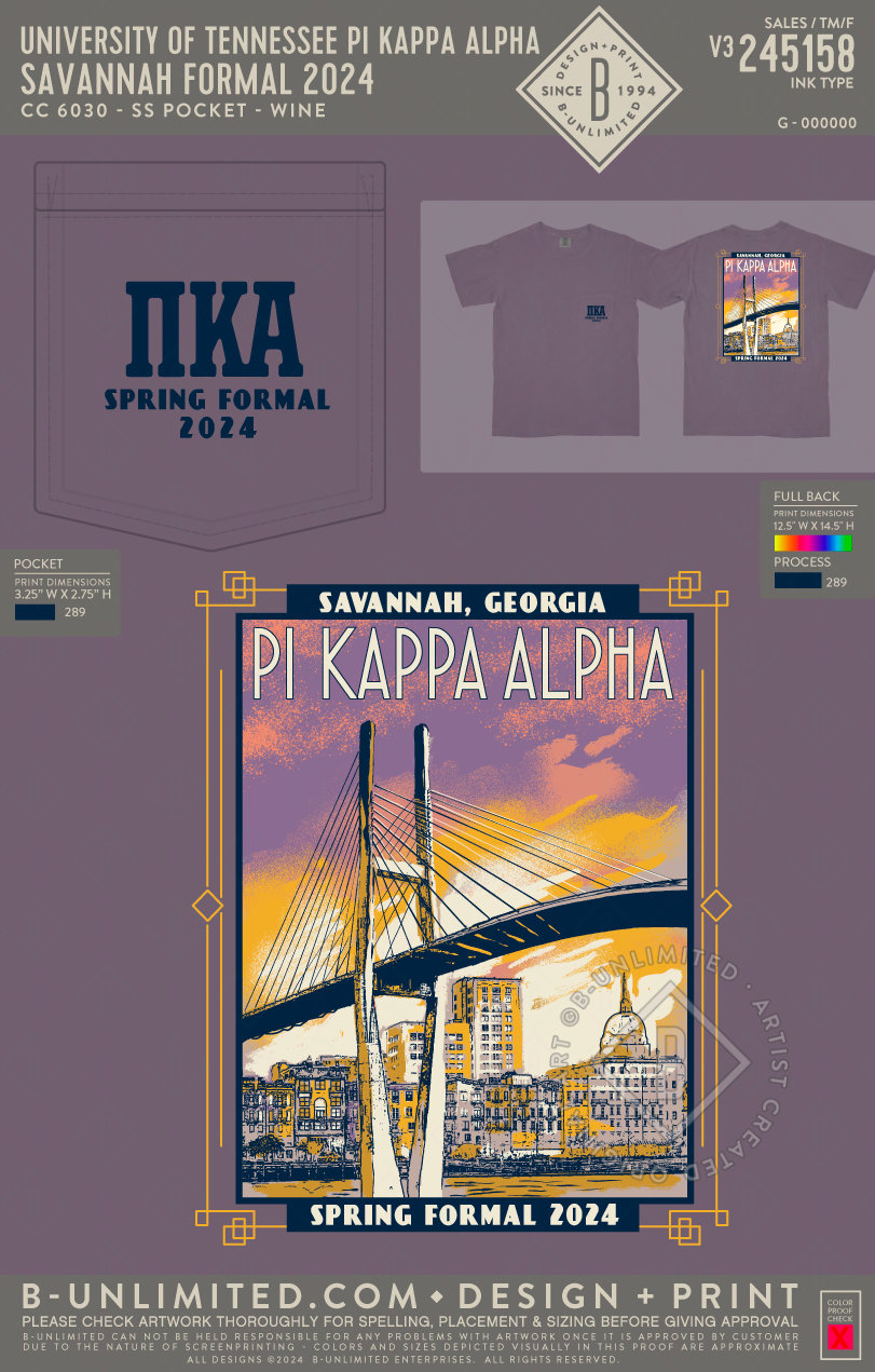University of Tennessee Pi Kappa Alpha - Savannah Formal 2024 - CC - 6030 - SS Pocket - Wine