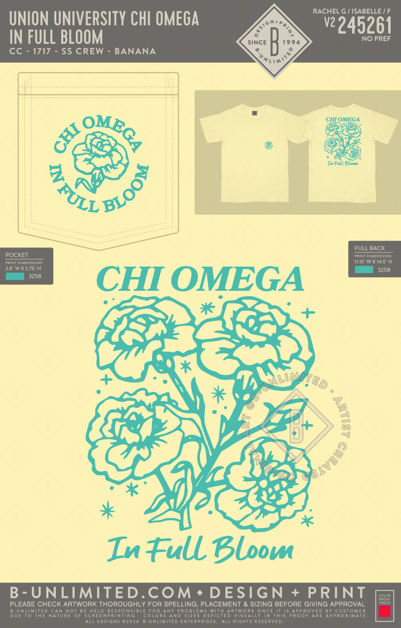 Union University Chi Omega - In Full Bloom - CC - 6030 - SS Pocket - Banana