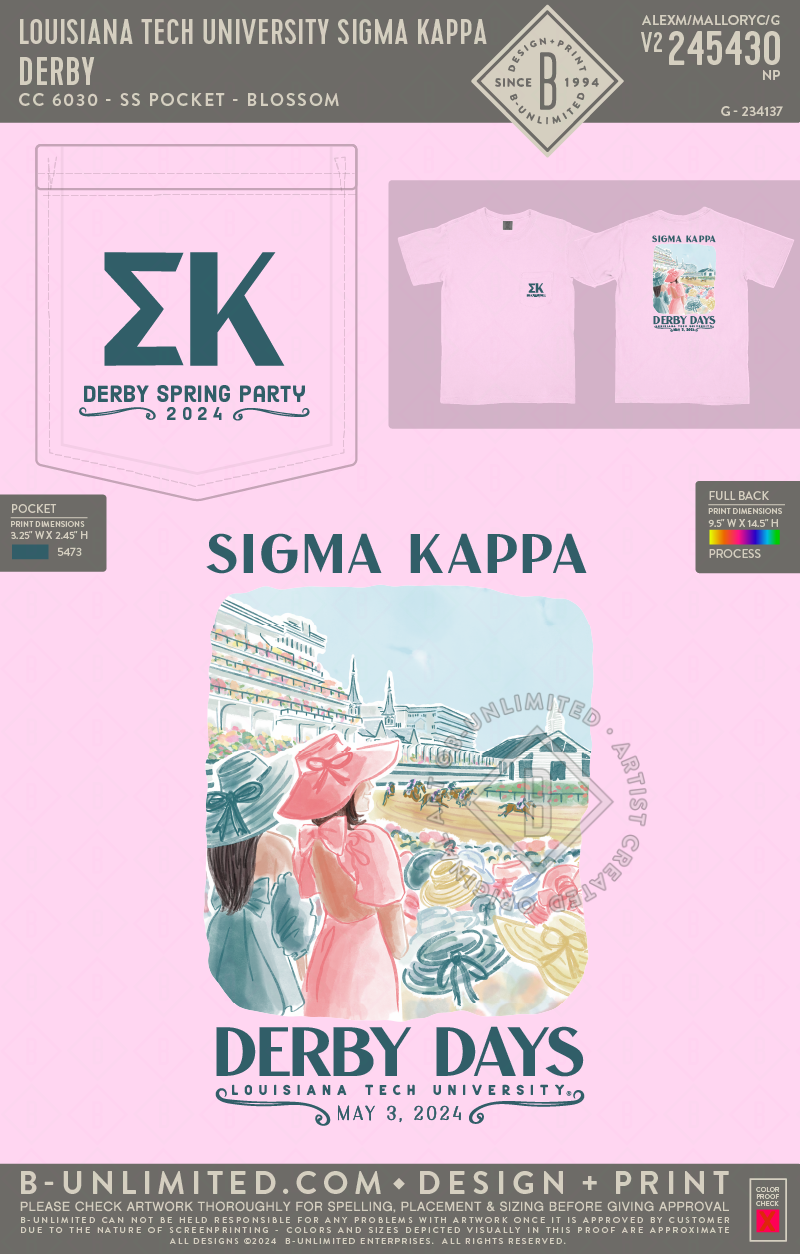Louisiana Tech University Sigma Kappa - Derby - CC - 6030 - SS Pocket - Blossom