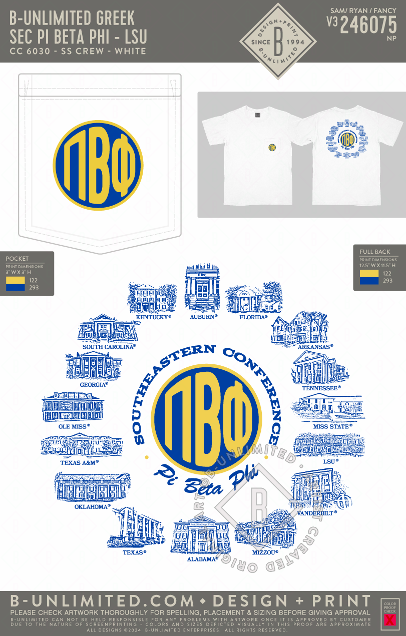 B-Unlimited Sales - SEC Pi Beta Phi (EOS26) - CC - 6030 - SS Pocket - White