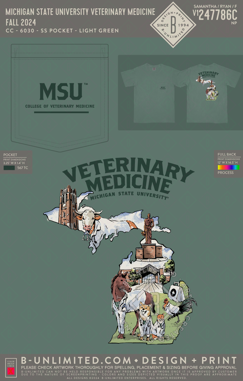 Michigan State University Veterinary Medicine - Fall 2026 - CC - 6030 - SS Pocket - Light Green