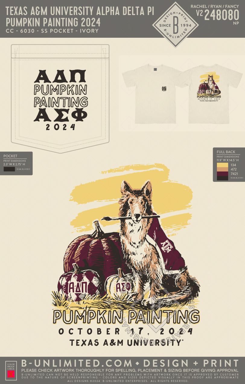 Texas A&M University Alpha Delta Pi Pumpkin Painting 2024 CC 603