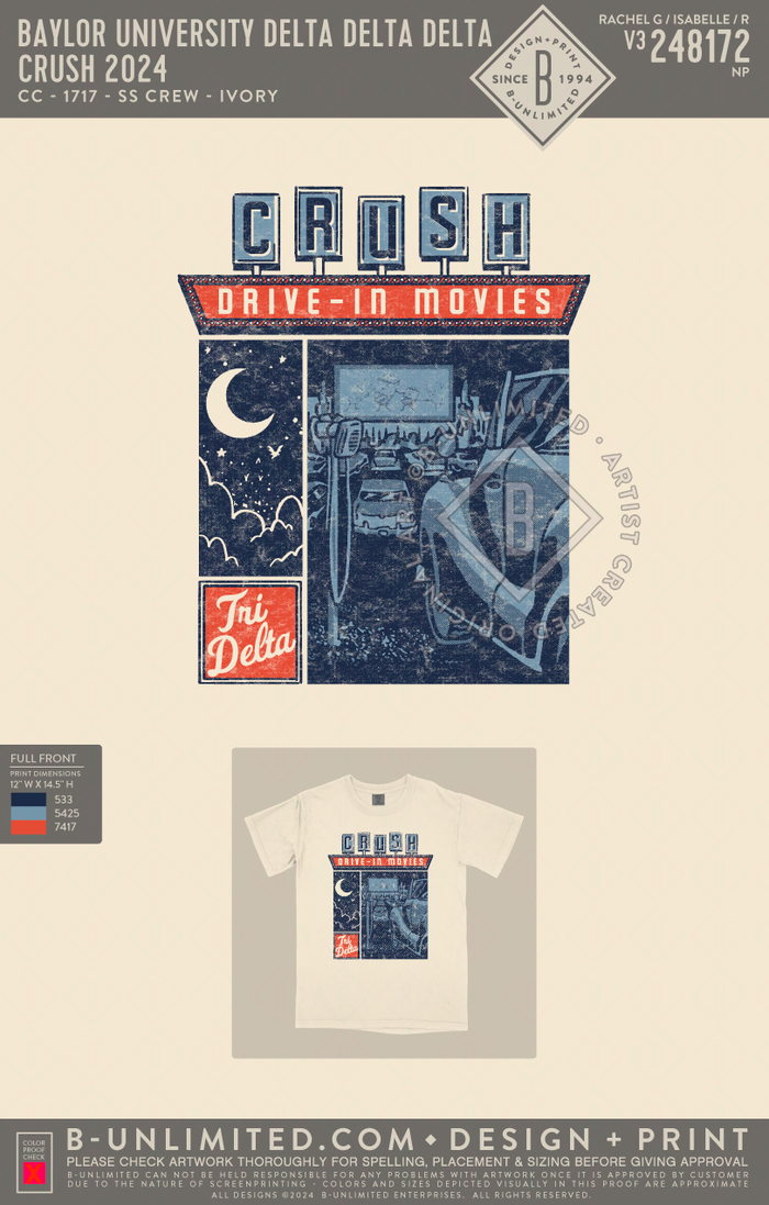 Baylor University Delta Delta Delta Crush 2024 CC 1717 SS Crew