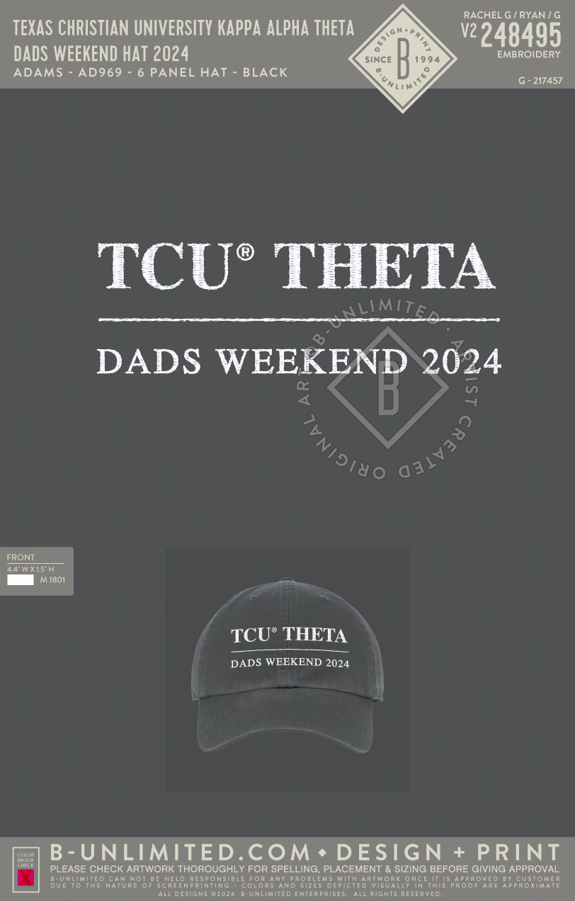 Texas Christian University Kappa Alpha Theta Dads Weekend Hat 2024