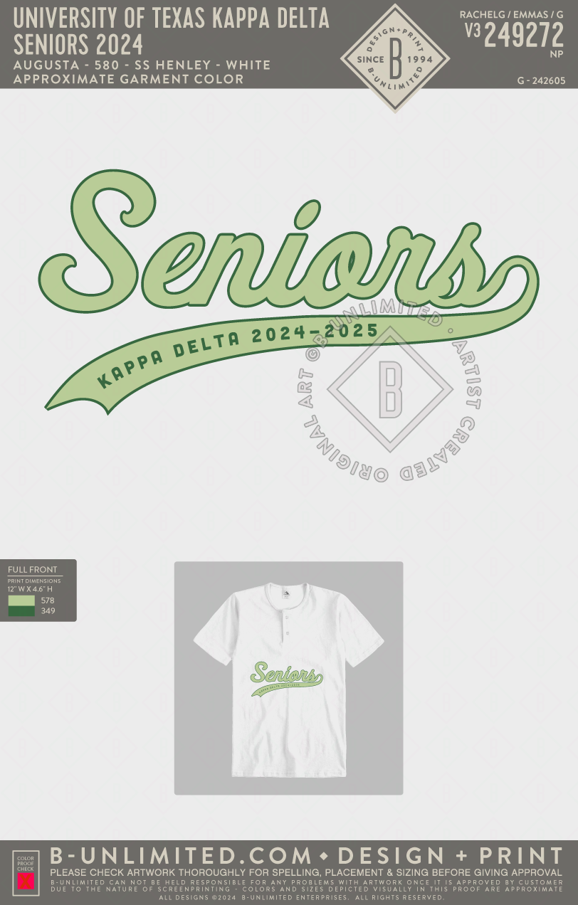 University of Texas Kappa Delta Seniors 2024 Star Tee ST2460 S