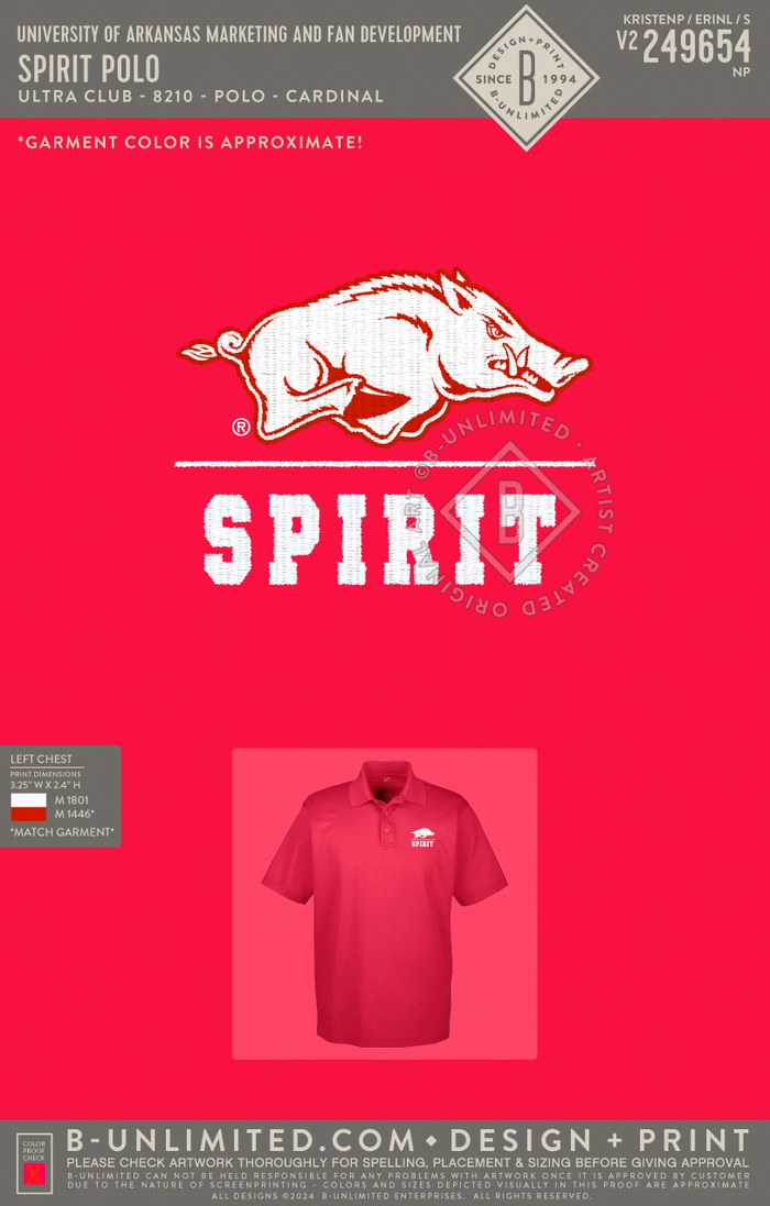 University of Arkansas Marketing and Fan Development Spirit Polo U