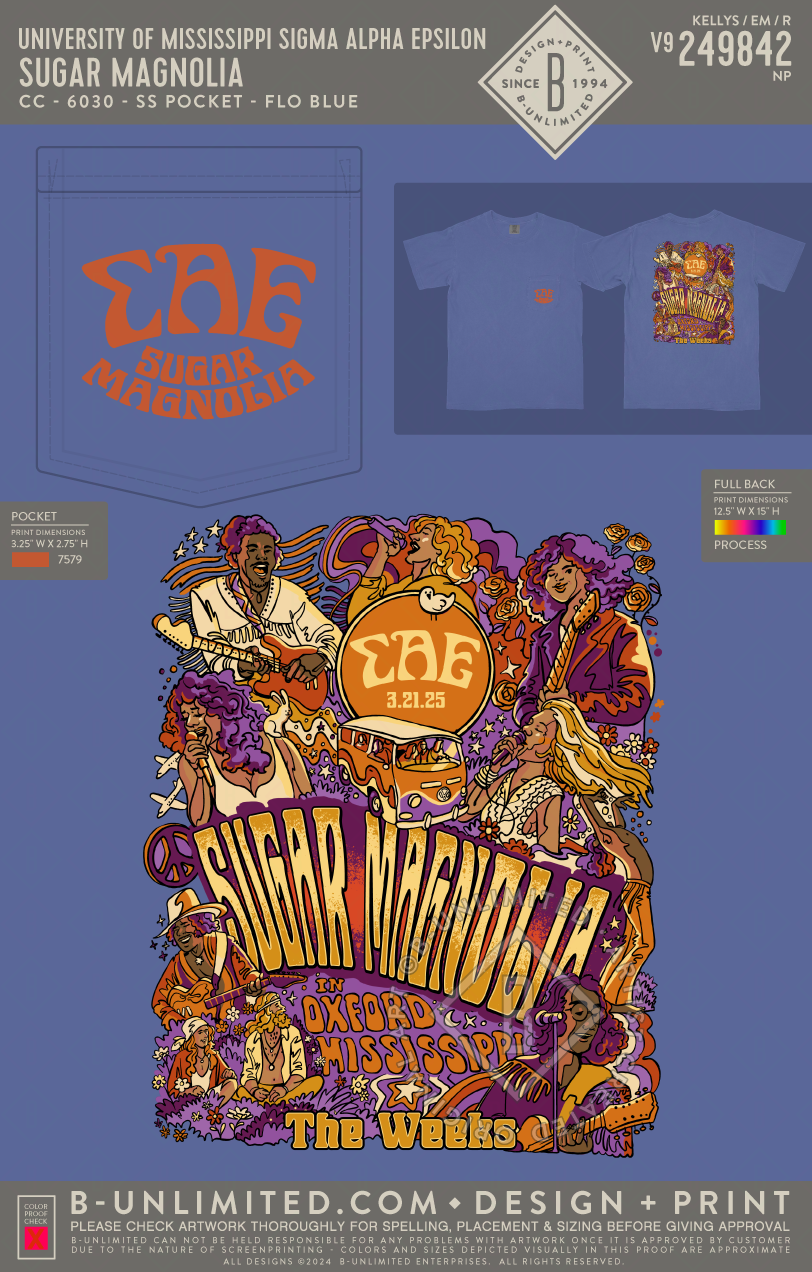 University of Mississippi Sigma Alpha Epsilon - Sugar Magnolias - CC - 6030 - SS Pocket - Flo Blue