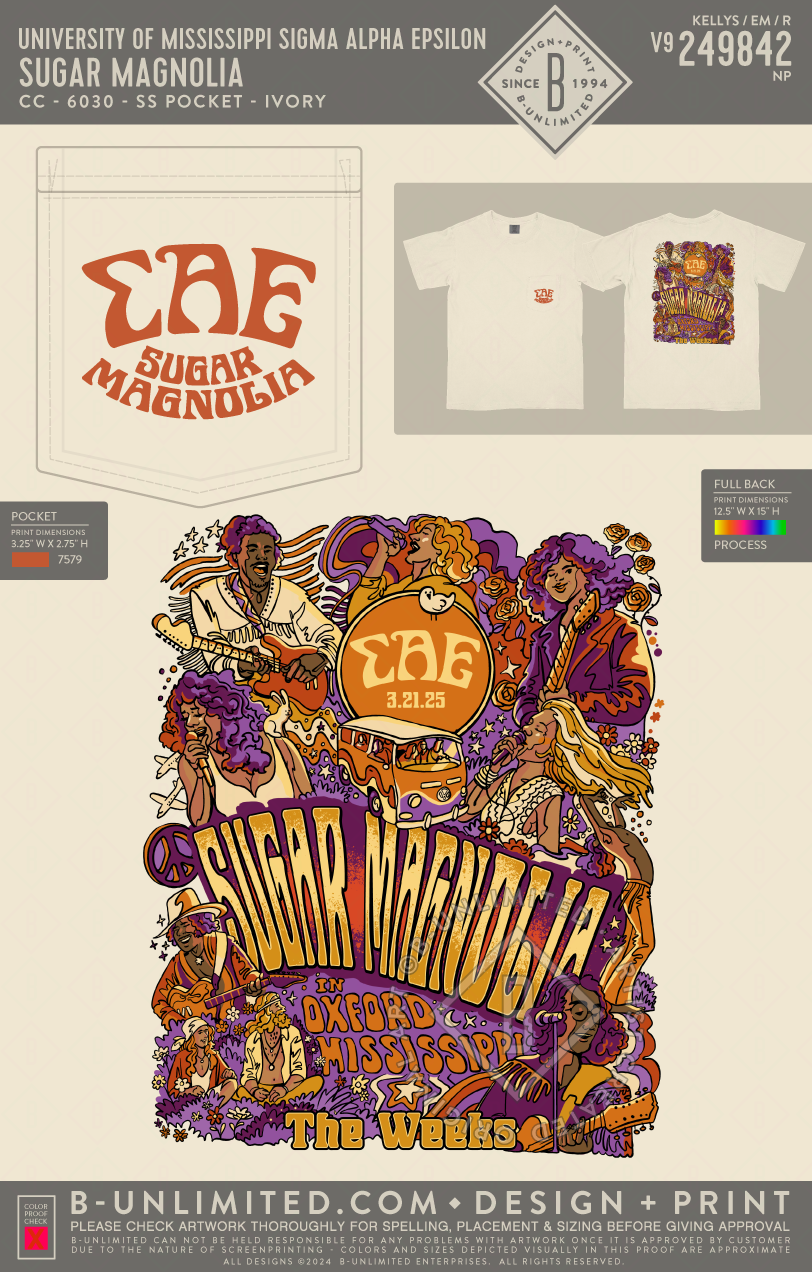 University of Mississippi Sigma Alpha Epsilon - Sugar Magnolias - CC - 6030 - SS Pocket - Ivory