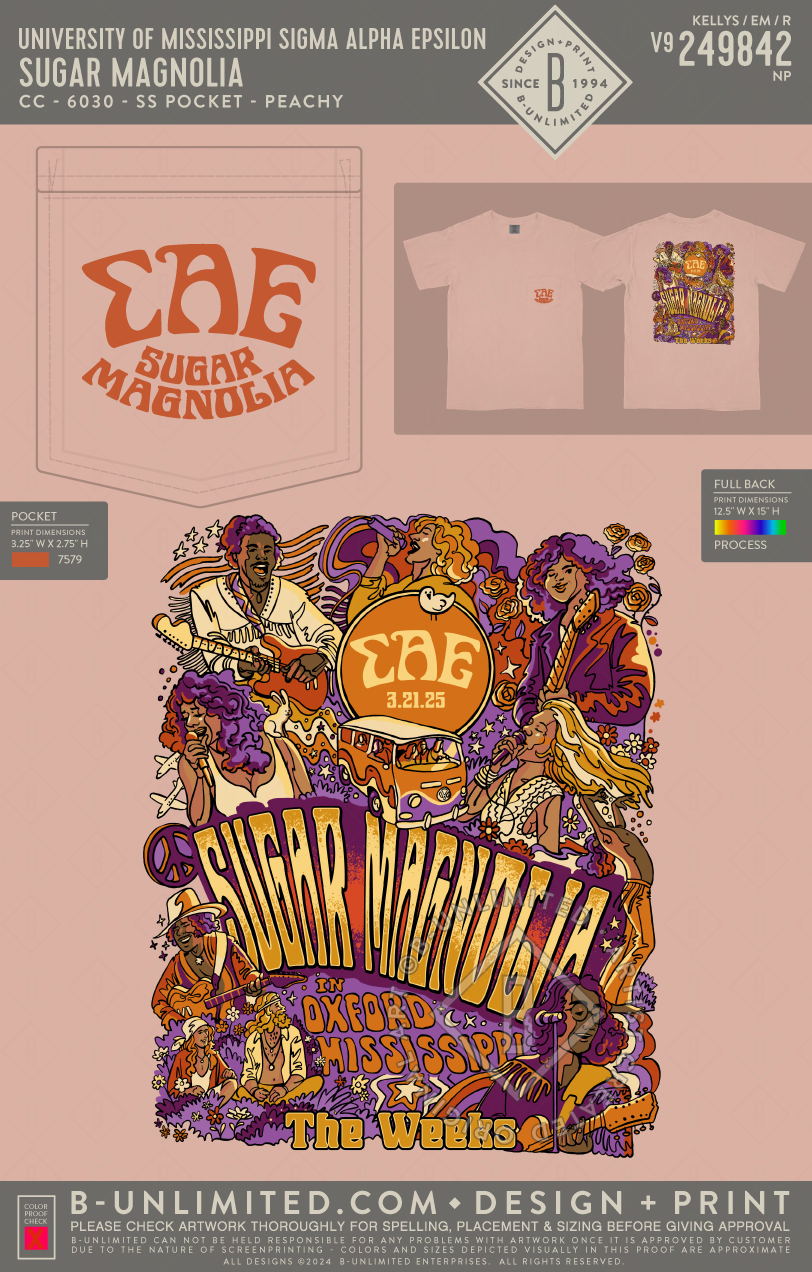 University of Mississippi Sigma Alpha Epsilon - Sugar Magnolias - CC - 6030 - SS Pocket - Peachy
