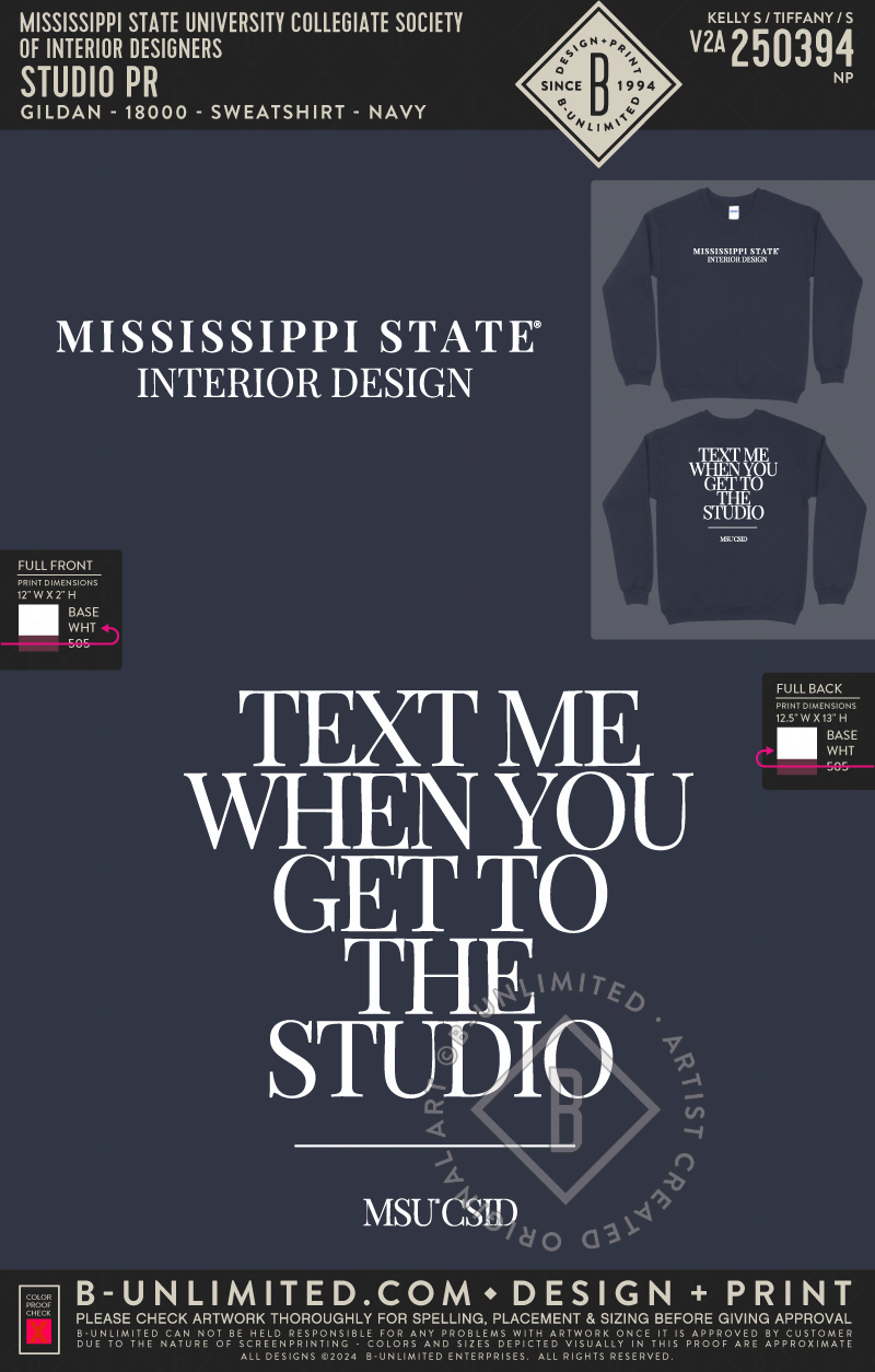 Mississippi State University Collegiate Society of Interior Designers - Studio PR - Gildan - 18000 - Crewneck Sweatshirt - Navy