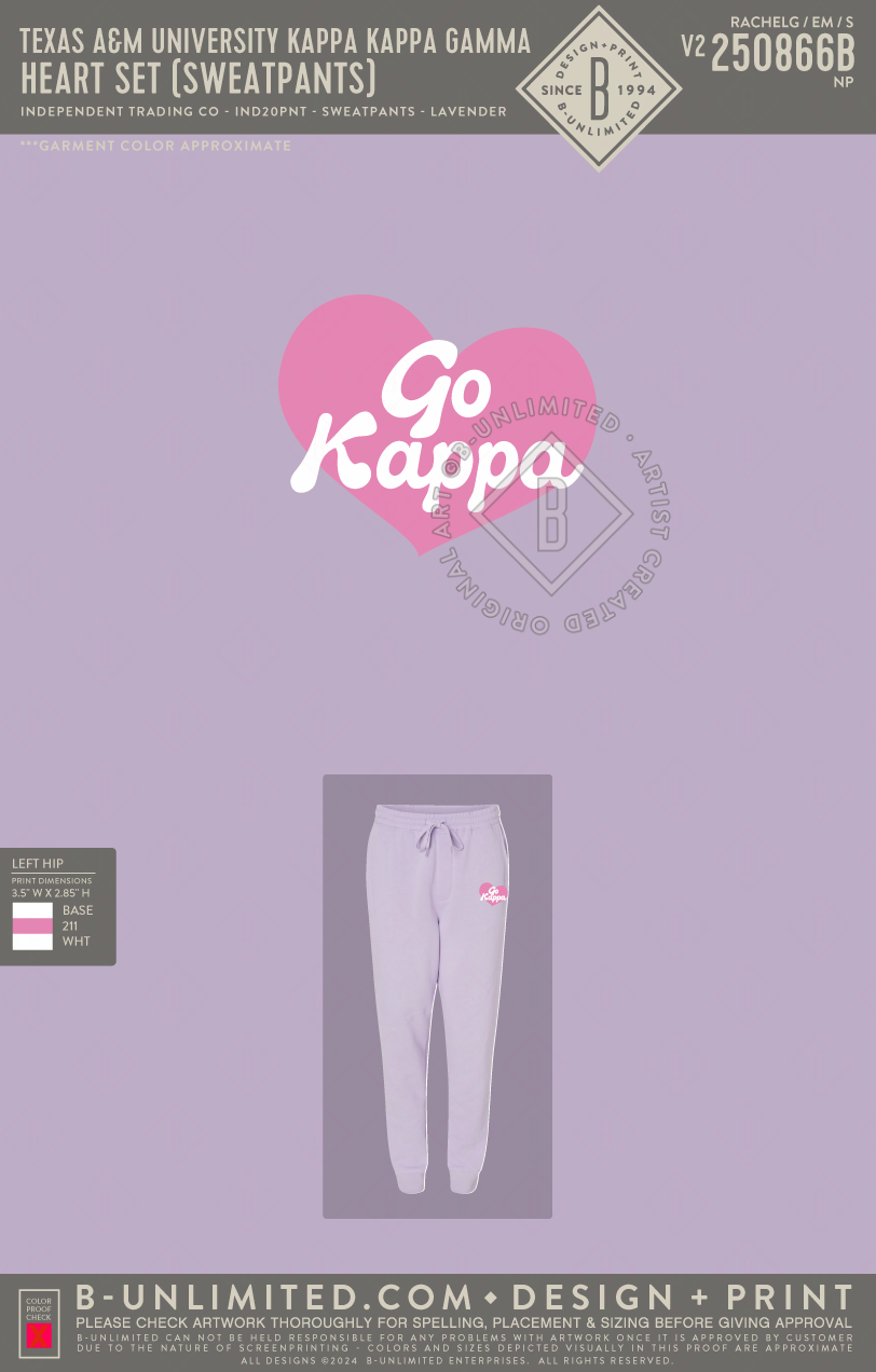 Texas A M University Kappa Kappa Gamma Heart Set Sweatpants Inde B Unlimited Custom Apparel Shop