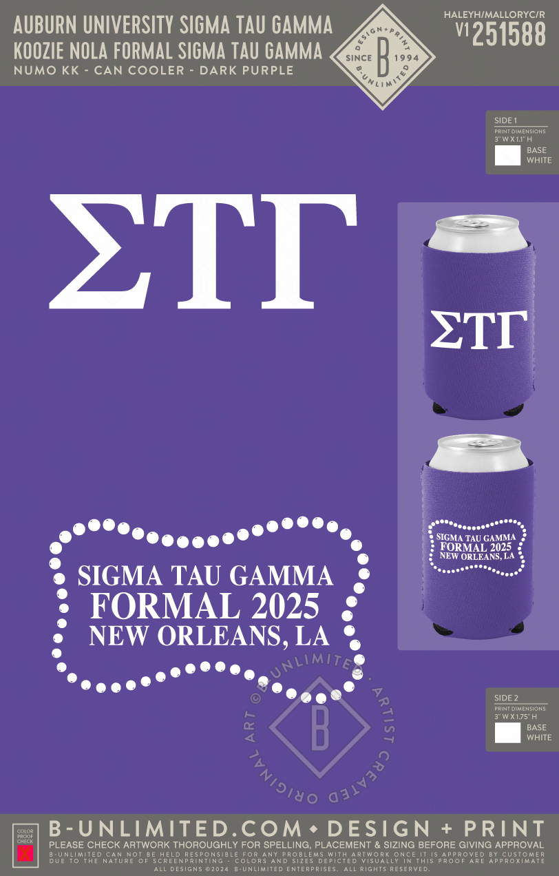 Auburn University Sigma Tau Gamma - Koozie Nola Formal Sigma Tau