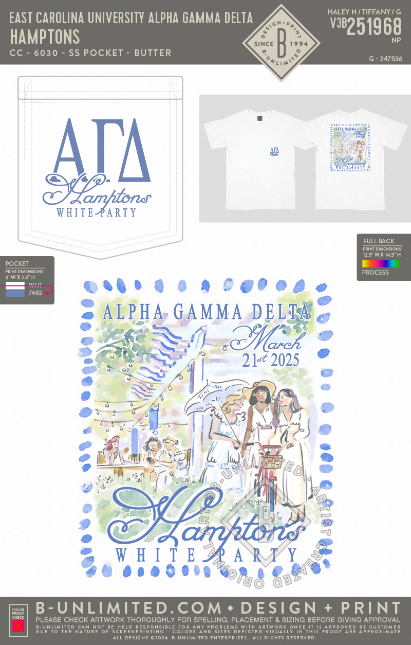 East Carolina University Alpha Gamma Delta - Hamptons - CC - 6030 - SS Pocket - White