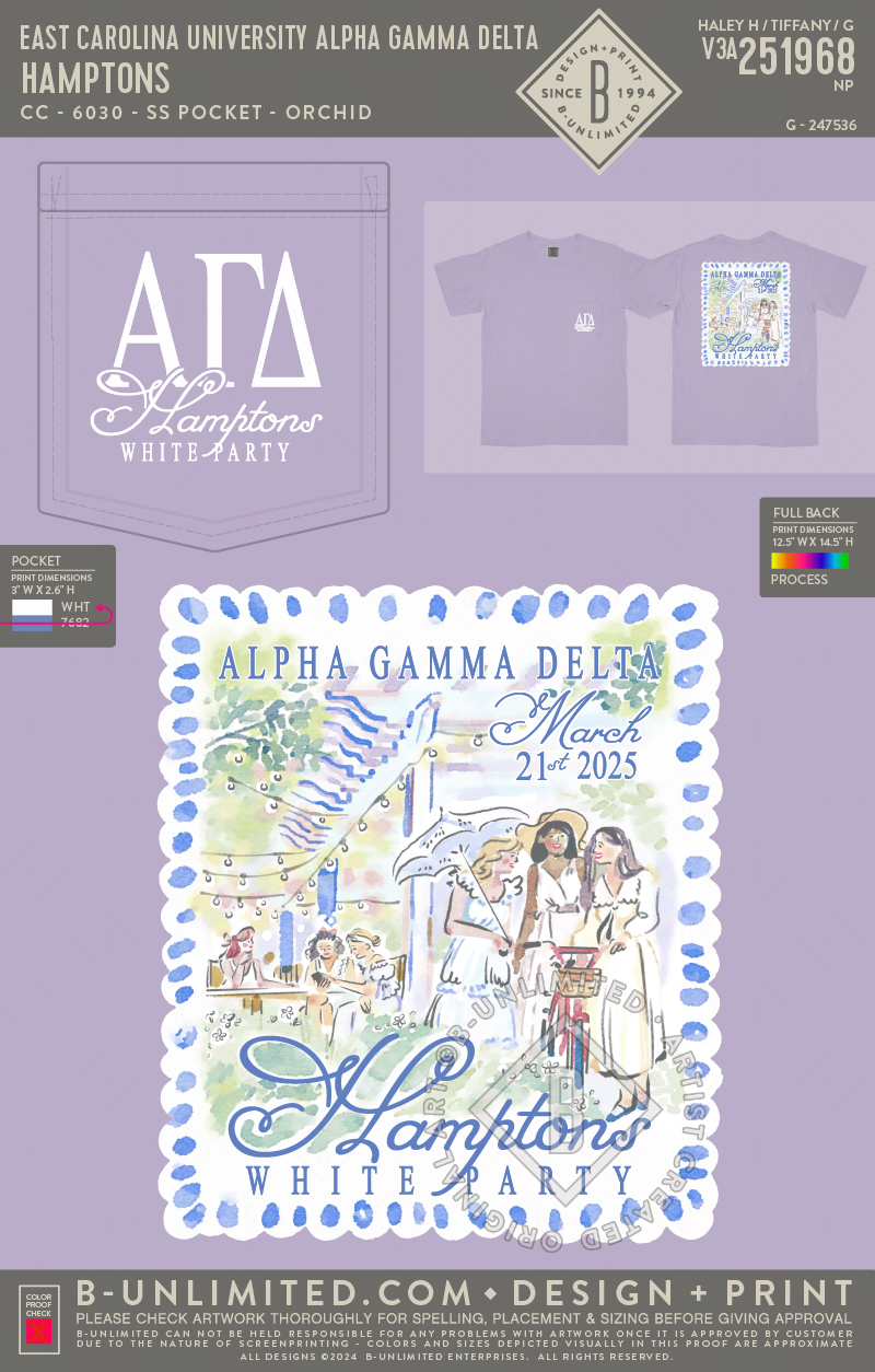 East Carolina University Alpha Gamma Delta - Hamptons - CC - 6030 - SS Pocket - Orchid