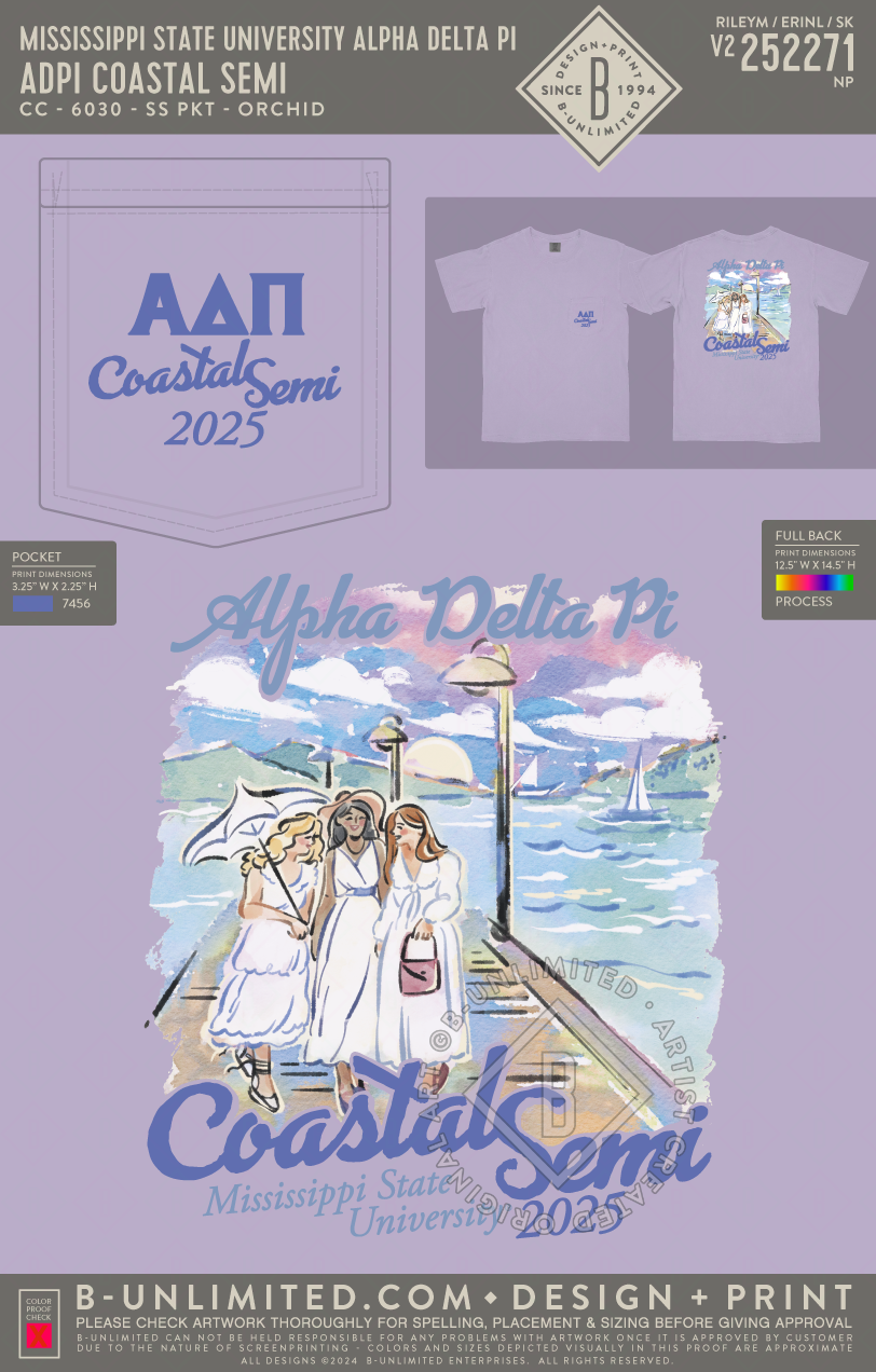 Mississippi State University Alpha Delta Pi - ΑΔΠ Coastal Semi - CC - 6030 - SS Pocket - Orchid