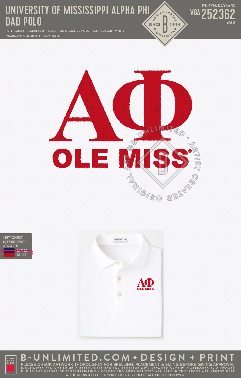 University of Mississippi Alpha Phi - Dad Polo - Peter Millar - MEOEK01 - Solid Performance Polo - Knit Collar - White