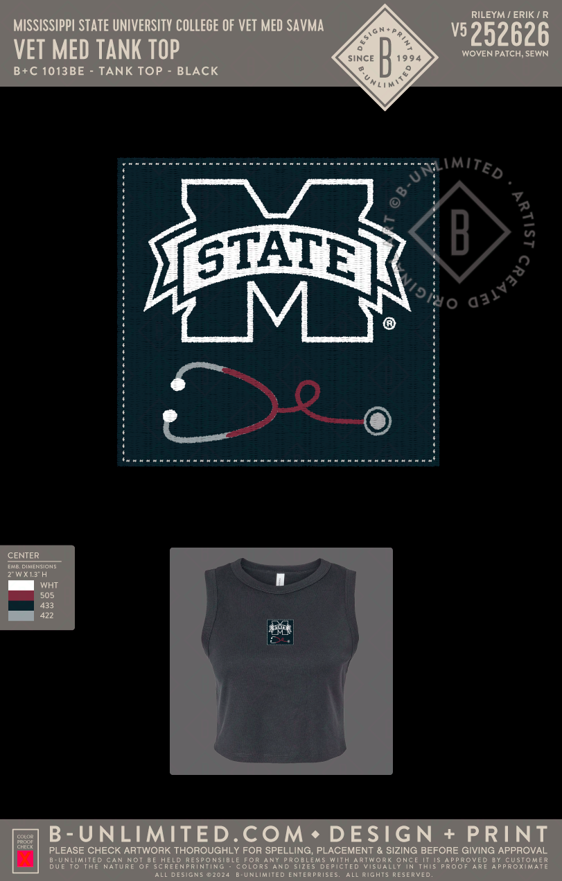 Mississippi State University College of Vet Med SAVMA - Vet Med Tank Top - Black - B+C - 1013 - Micro Rib Muscle Tank - Solid Black Blend