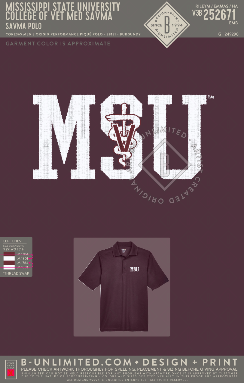 Mississippi State University College of Vet Med SAVMA - SAVMA Polo - Core 365 - 88181 - Polo - Burgundy
