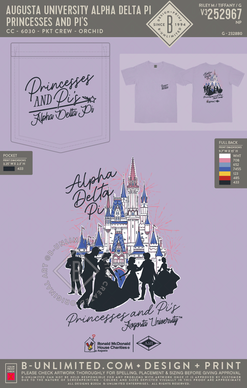 Augusta University Alpha Delta Pi - Princesses and Pi's - CC - 6030 - SS Pocket - Orchid