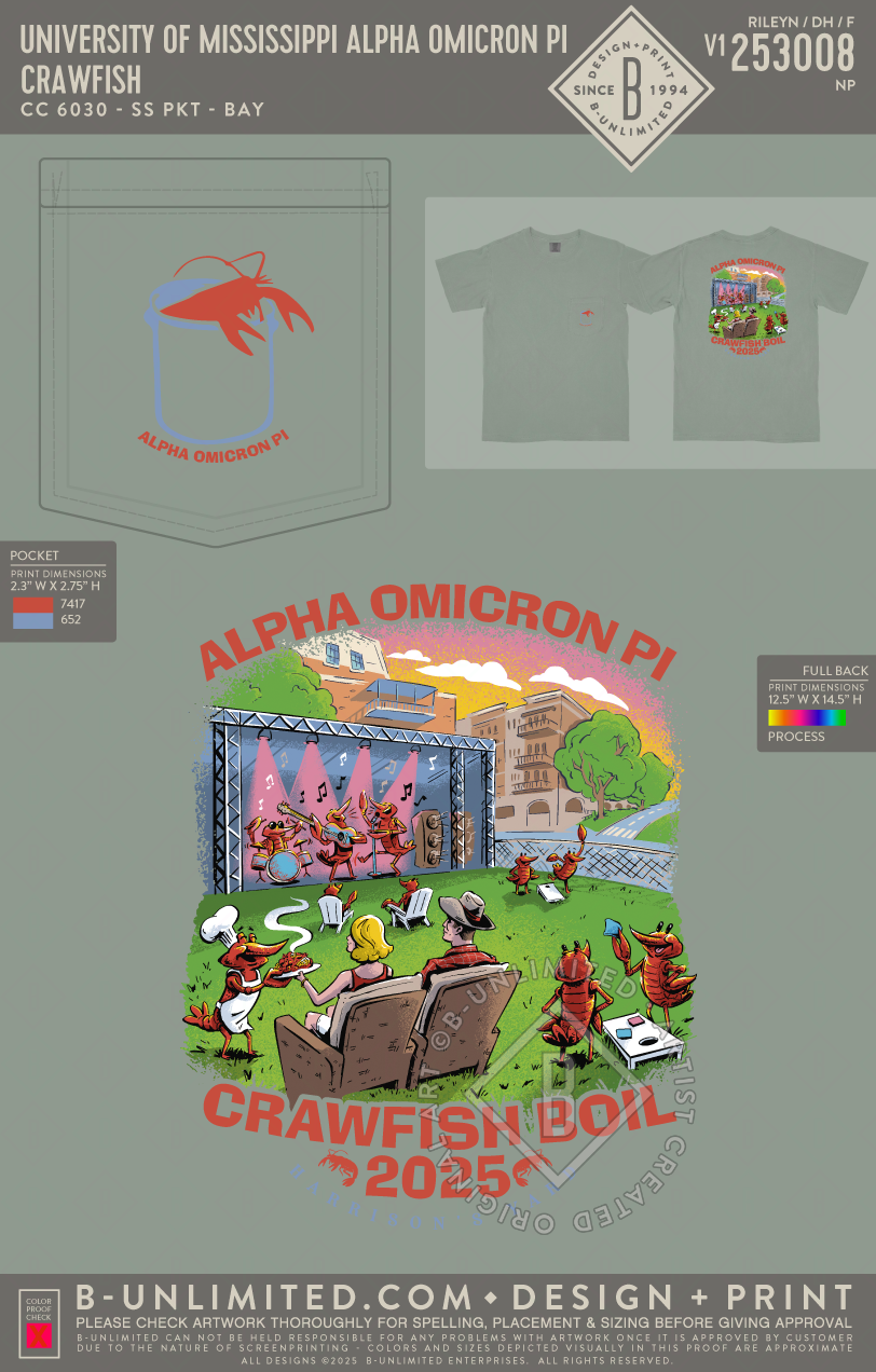University of Mississippi Alpha Omicron Pi - Crawfish - CC - 6030 - SS Pocket - Bay