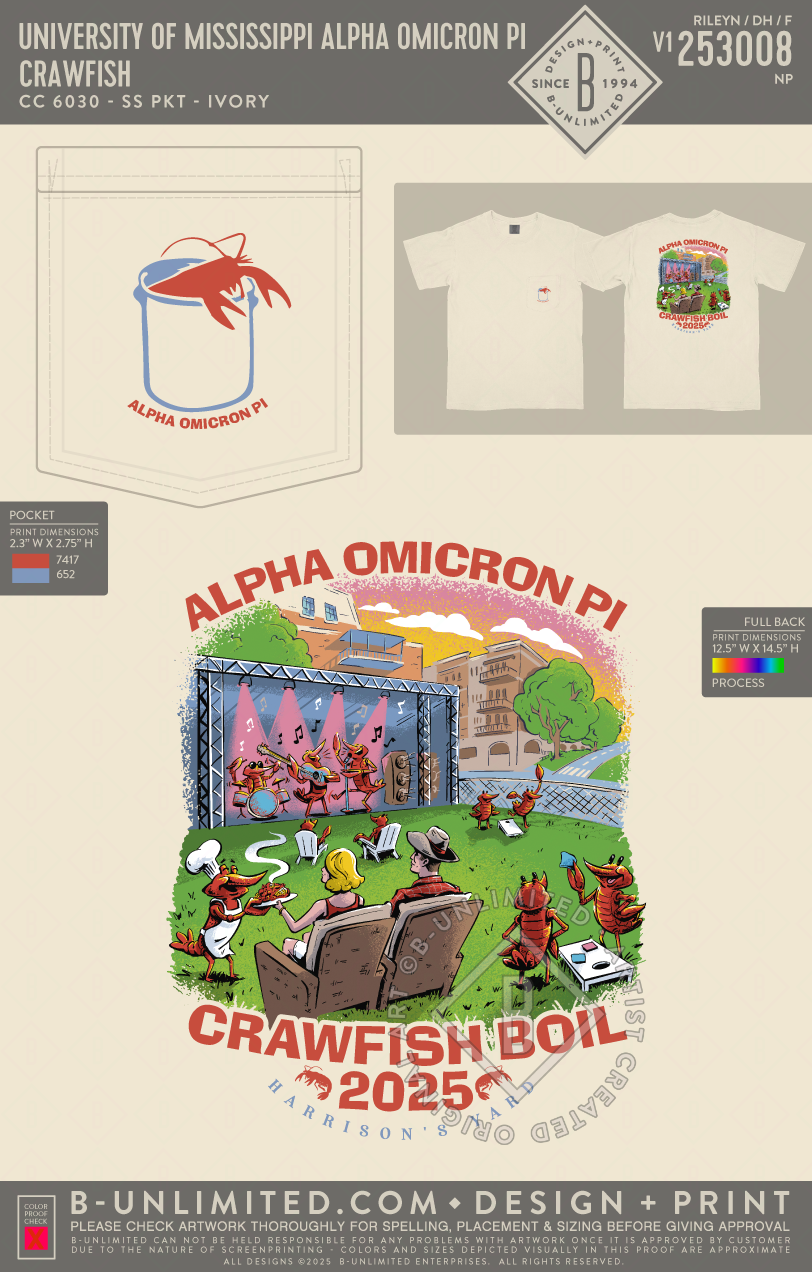 University of Mississippi Alpha Omicron Pi - Crawfish - CC - 6030 - SS Pocket - Ivory