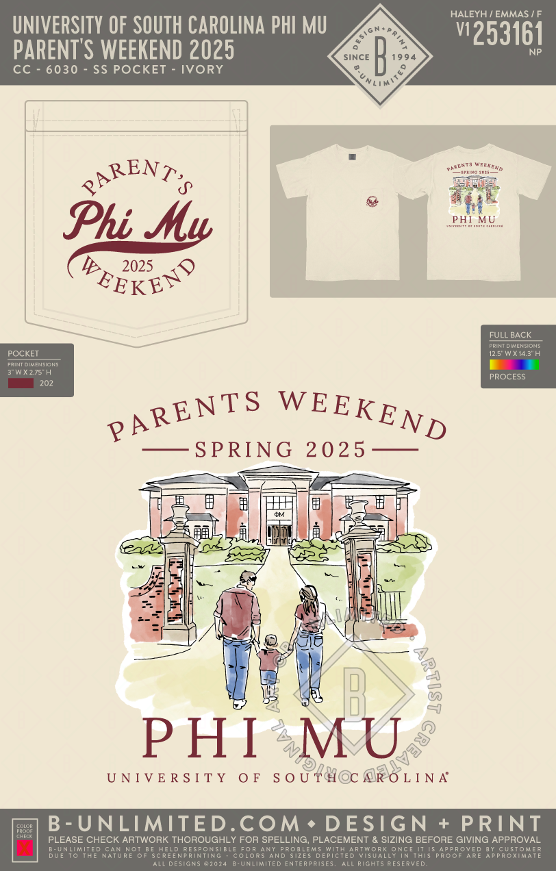 University of South Carolina Phi Mu - Parent's Weekend 2025 (EOS25) - CC - 6030 - SS Pocket - Ivory
