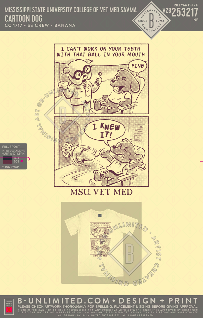 Mississippi State University College of Vet Med SAVMA - Cartoon Dog - CC - 1717 - SS Crew - Banana
