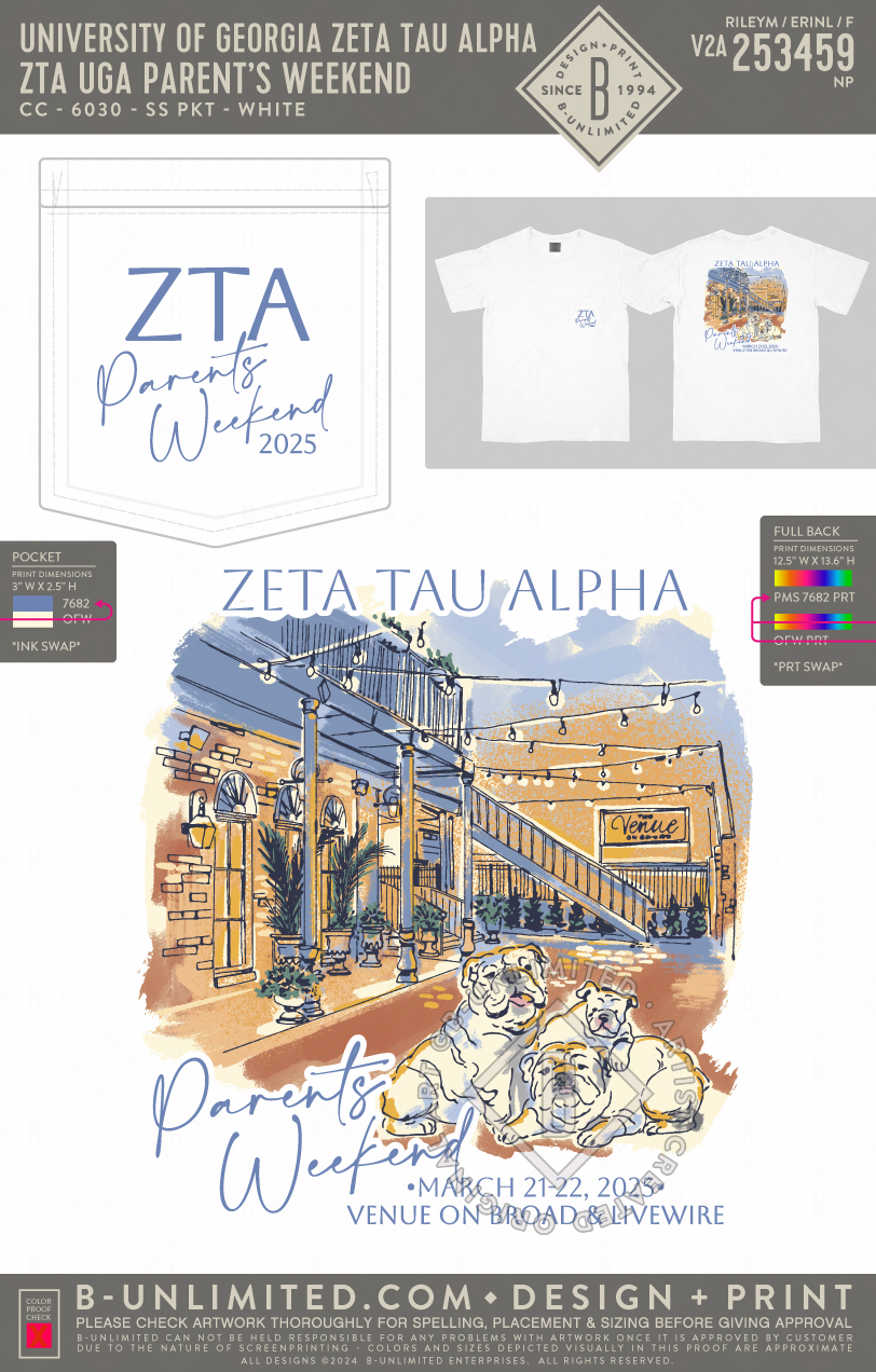 University of Georgia Zeta Tau Alpha - ZTA UGA Parent's Weekend - CC - 6030 - SS Pocket - White