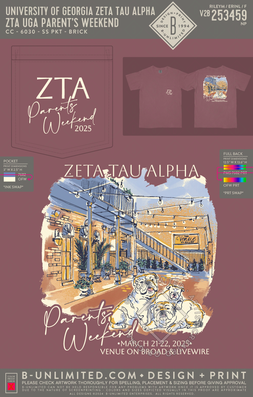 University of Georgia Zeta Tau Alpha - ZTA UGA Parent's Weekend - CC - 6030 - SS Pocket - Brick
