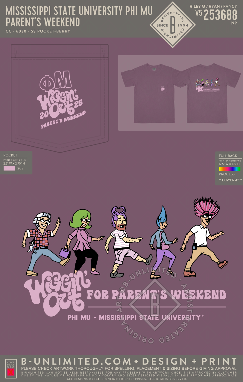 Mississippi State University Phi Mu - Parent's Weekend - CC - 6030 - SS Pocket - Berry