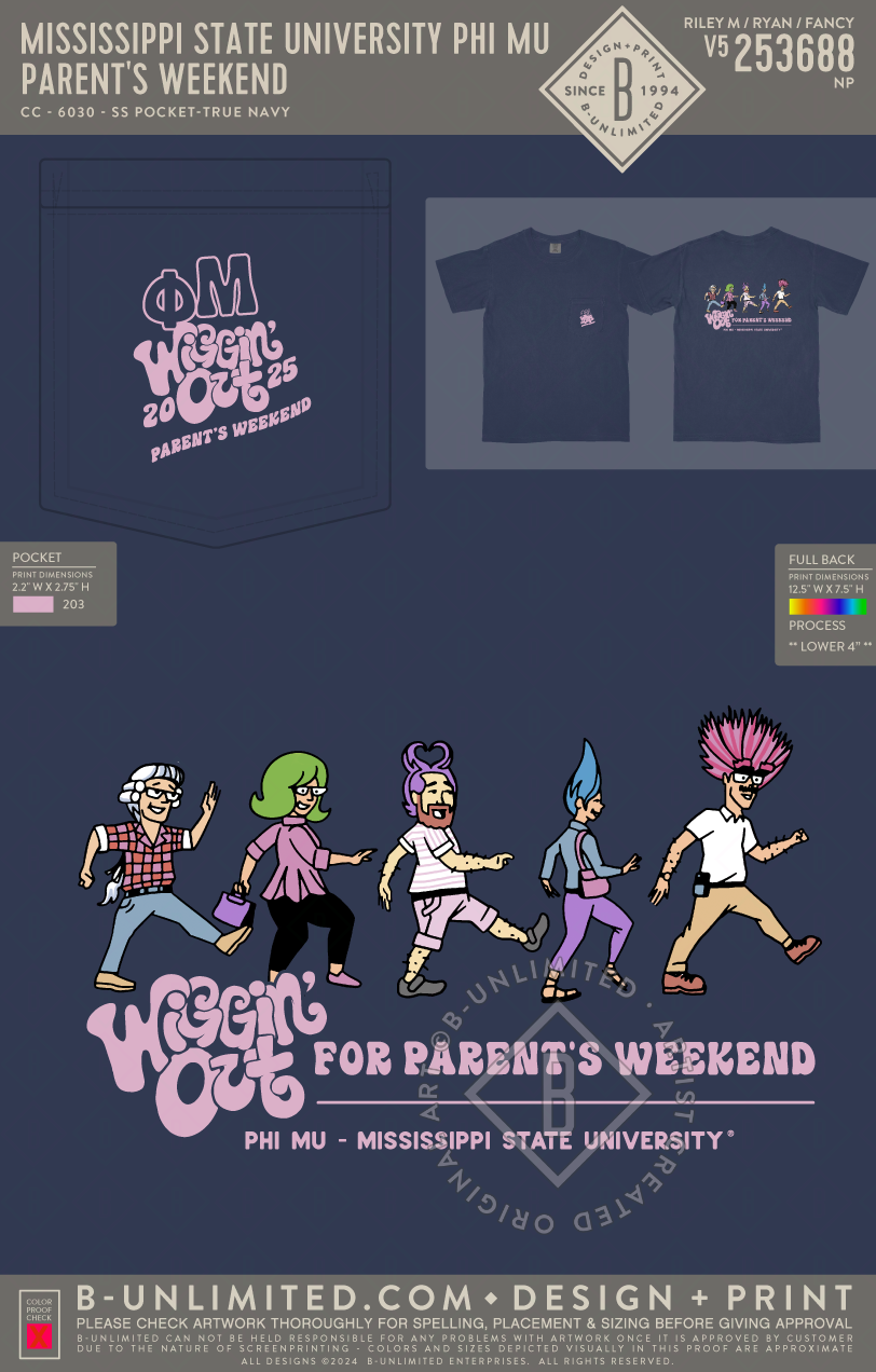 Mississippi State University Phi Mu - Parent's Weekend - CC - 6030 - SS Pocket - True Navy
