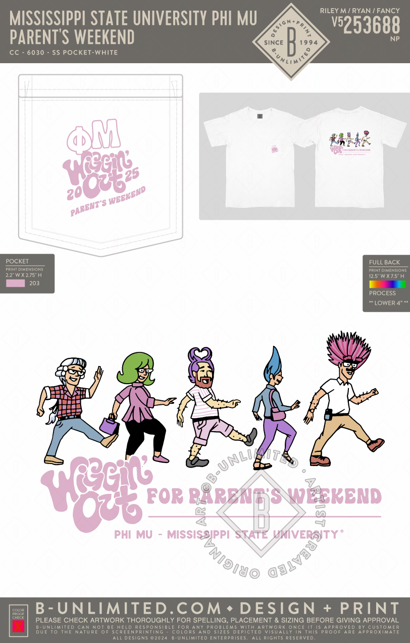 Mississippi State University Phi Mu - Parent's Weekend - CC - 6030 - SS Pocket - White