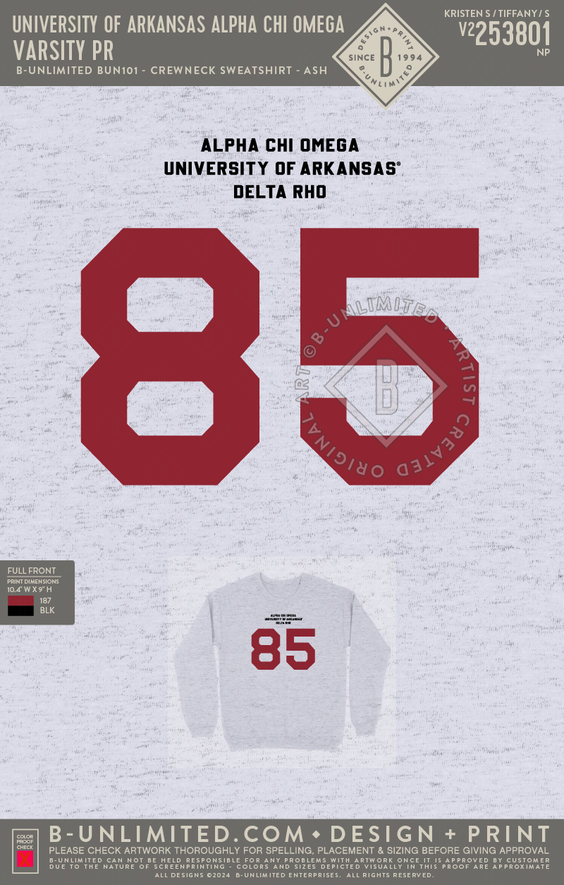 UofA AXO - Varsity PR (EOS25) - B-Unlimited BUN101 - Ash