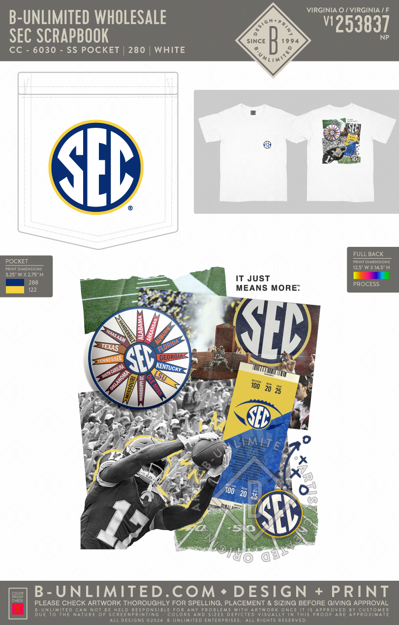 B-Unlimited Wholesale - SEC Scrapbook - CC - 6030 - SS Pocket - White