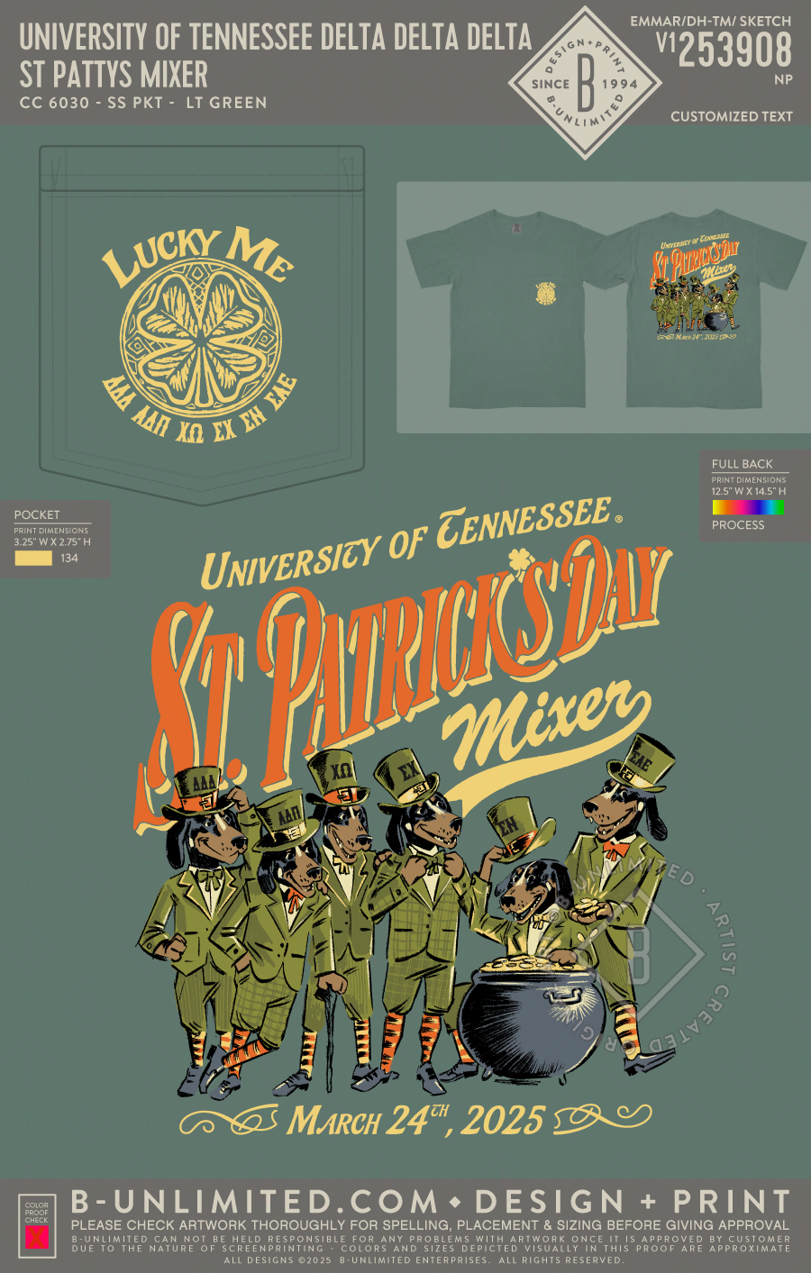 University of Tennessee Delta Delta Delta - St Pattys Mixer - CC - 6030 - SS Pocket - Light Green
