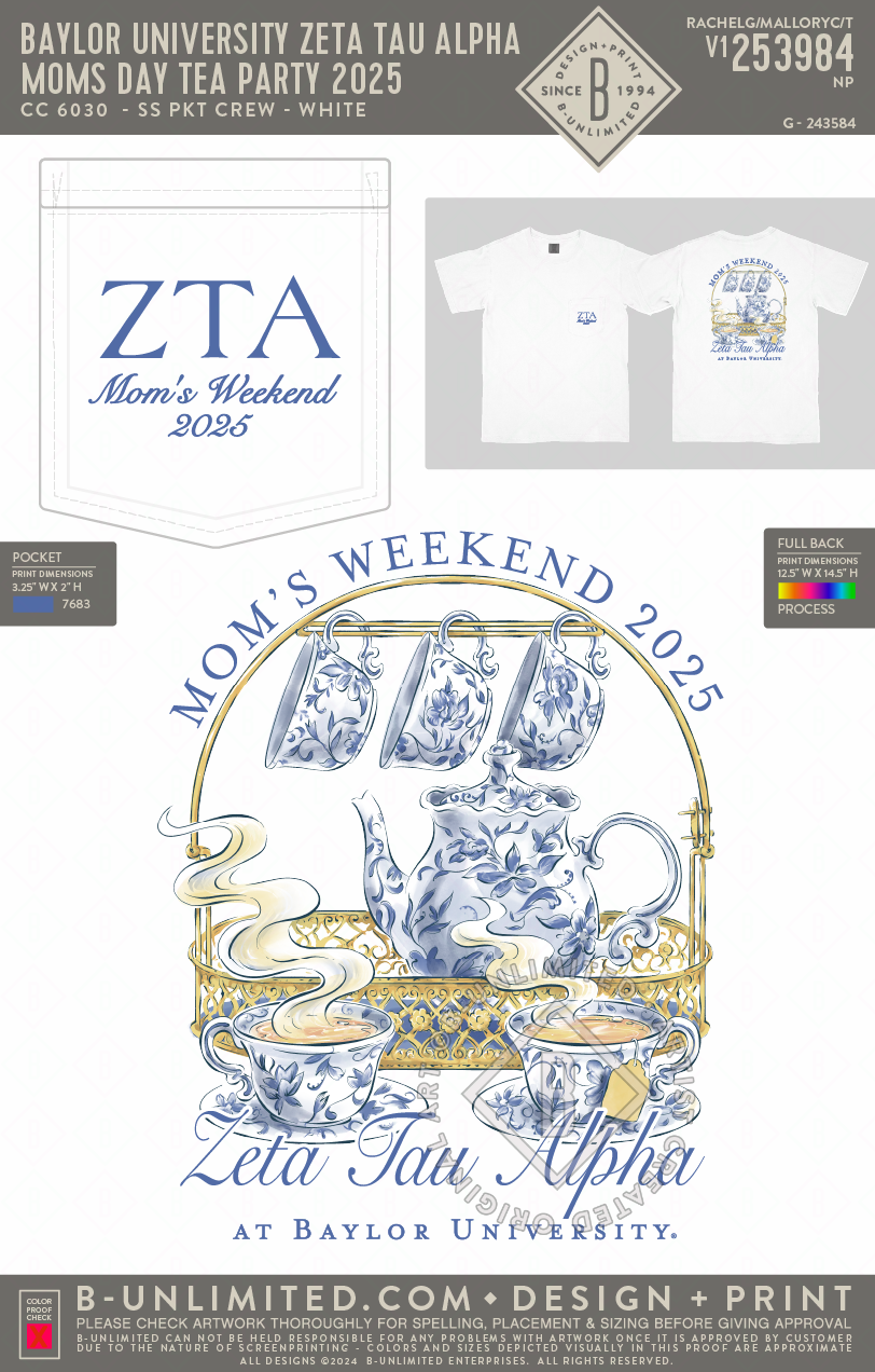Baylor University Zeta Tau Alpha - Moms Day Tea Party 2025 - CC - 6030 - SS Pocket - White