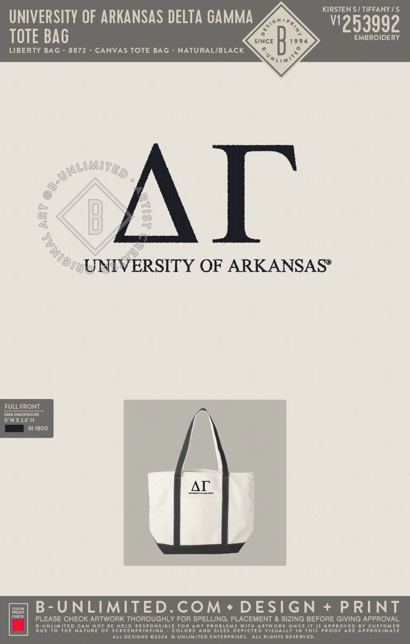 University of Arkansas Delta Gamma - tote bag - Liberty Bag - 8872 - Canvas Tote Bag - Black