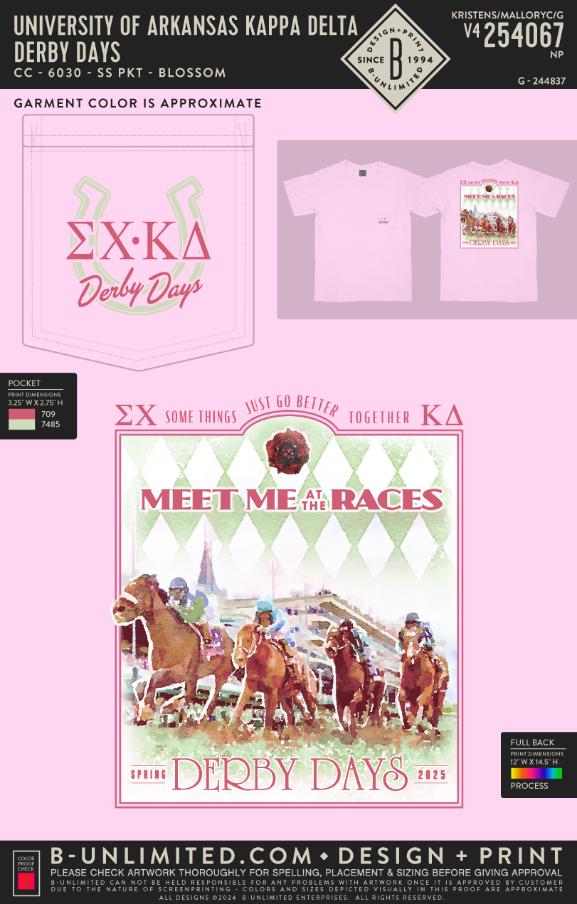 University of Arkansas Kappa Delta - Derby Days - CC - 6030 - SS Pocket - Blossom