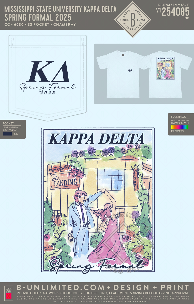 Mississippi State University Kappa Delta - Spring Formal 2025 - CC - 6030 - SS Pocket - Chambray